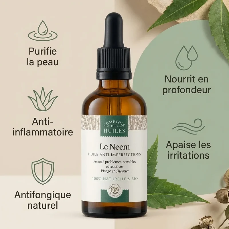 Huile de Neem BIO 50 ml - Anti-imperfections - Comptoir des Huiles