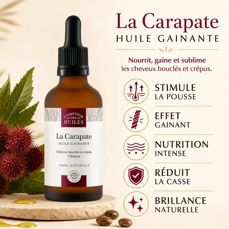 Huile de Carapate Bio (Ricin Noir) 50ml - Gainante & Fortifiante - Comptoir des Huiles