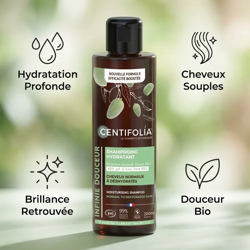 Shampoing Bio Hydratant cheveux normaux à déshydratés - 200ml - Centifolia