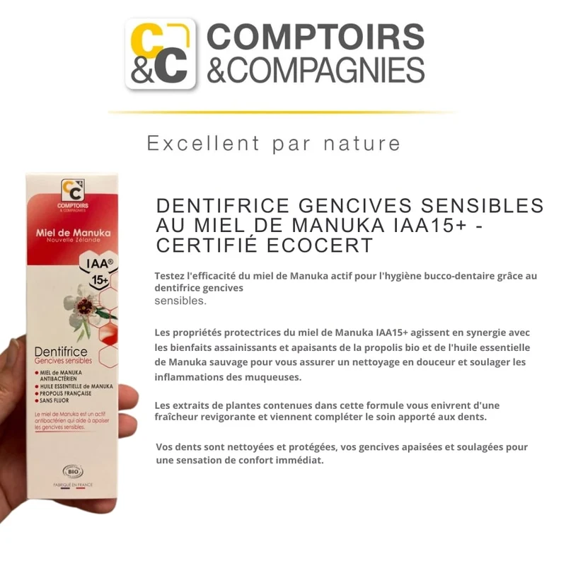 Dentifrice Bio au Miel de Manuka pour Gencives Sensibles - Comptoirs et compagnies