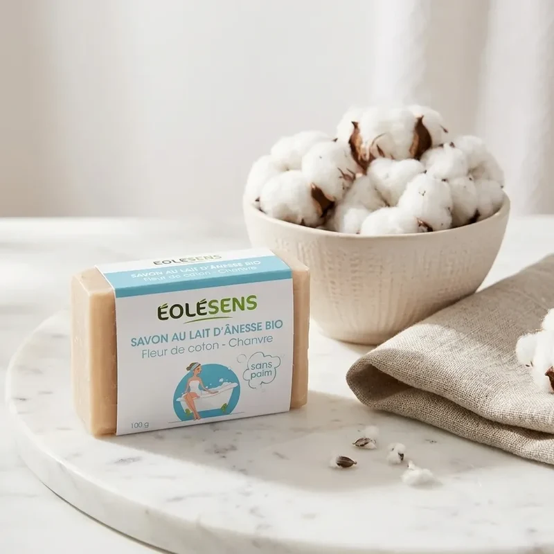 Savon Lait d'Ânesse Bio & Fleurs de Coton - 100g - Eolesens
