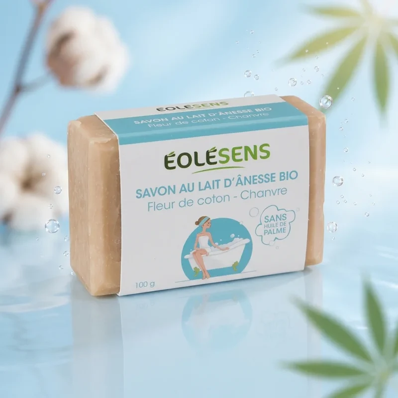 Savon Lait d'Ânesse Bio & Fleurs de Coton - 100g - Eolesens