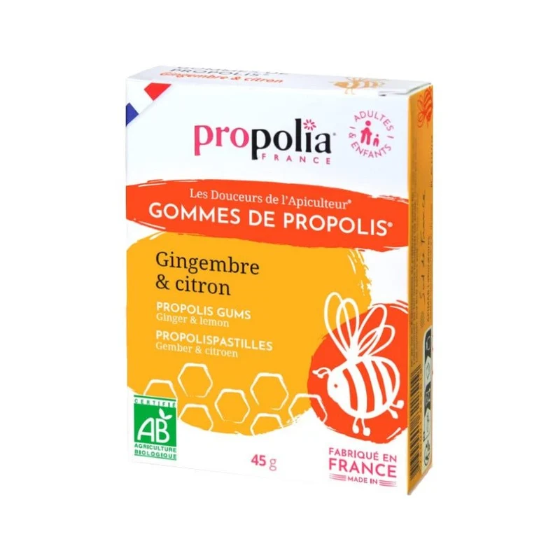 Gommes de Propolis Gingembre et Citron Bio - 45 G - Propolia