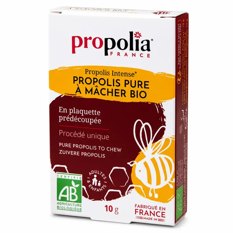 Propolis Pure à Mâcher Bio 10 g - Soulage la Gorge - Propolia