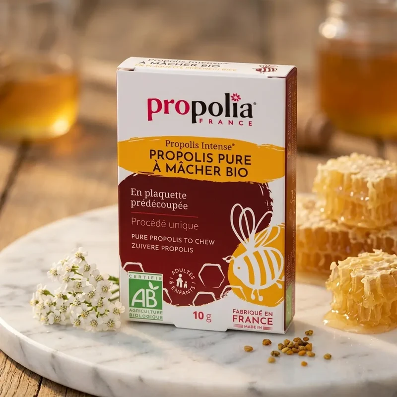 Propolis Pure à Mâcher Bio 10 g - Soulage la Gorge - Propolia