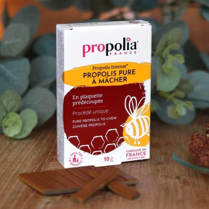 Propolis Pure à Mâcher Bio 10 g - Soulage la Gorge - Propolia