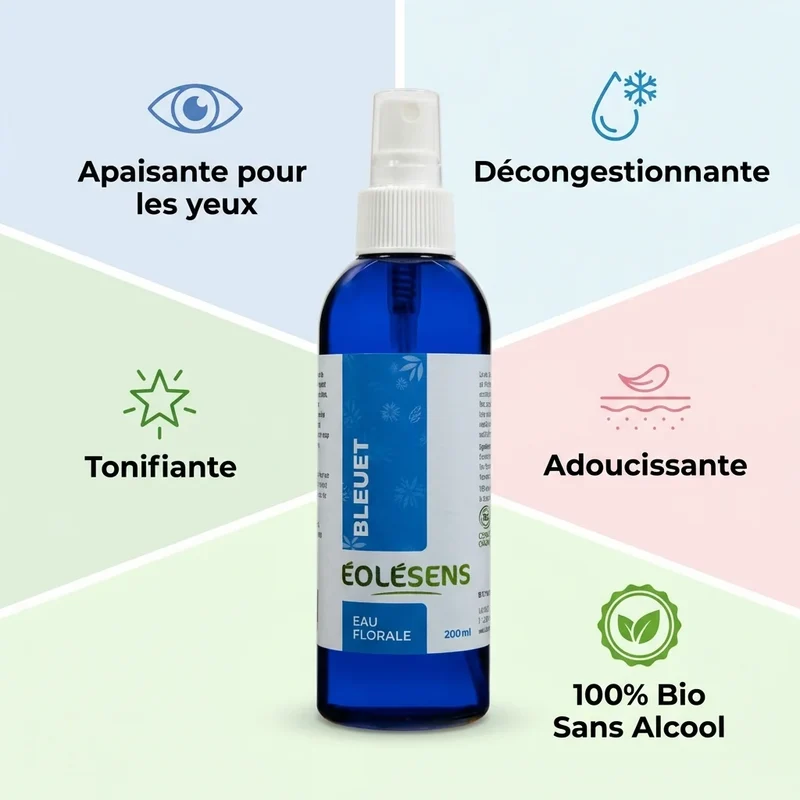 Eau Florale de Bleuet Bio sans Alcool - 200 ml - Eolesens