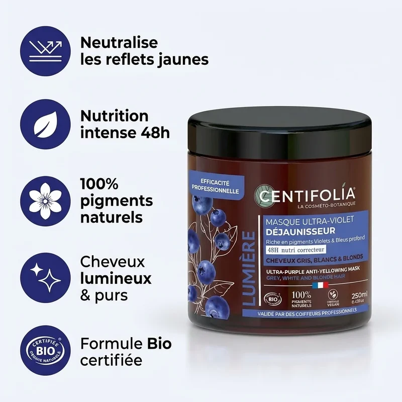 Masque Ultra Violet Déjaunisseur - 250ml - Centifolia