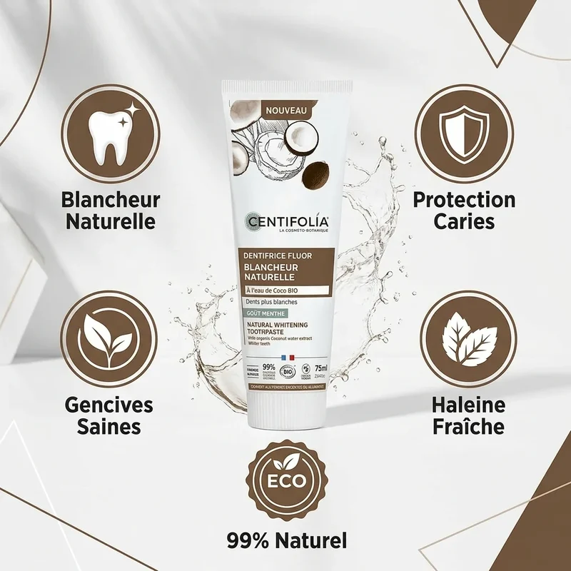 Dentifrice Fluor Blancheur Naturelle - 75ml - Centifolia
