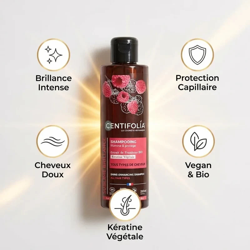 Shampoing Brillance Bio au Vinaigre de Framboise - Centifolia