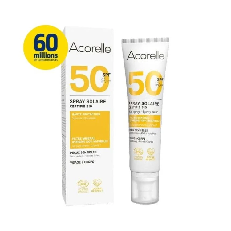 Spray Solaire SPF 50 Certifié Bio – 100ml – Acorelle
