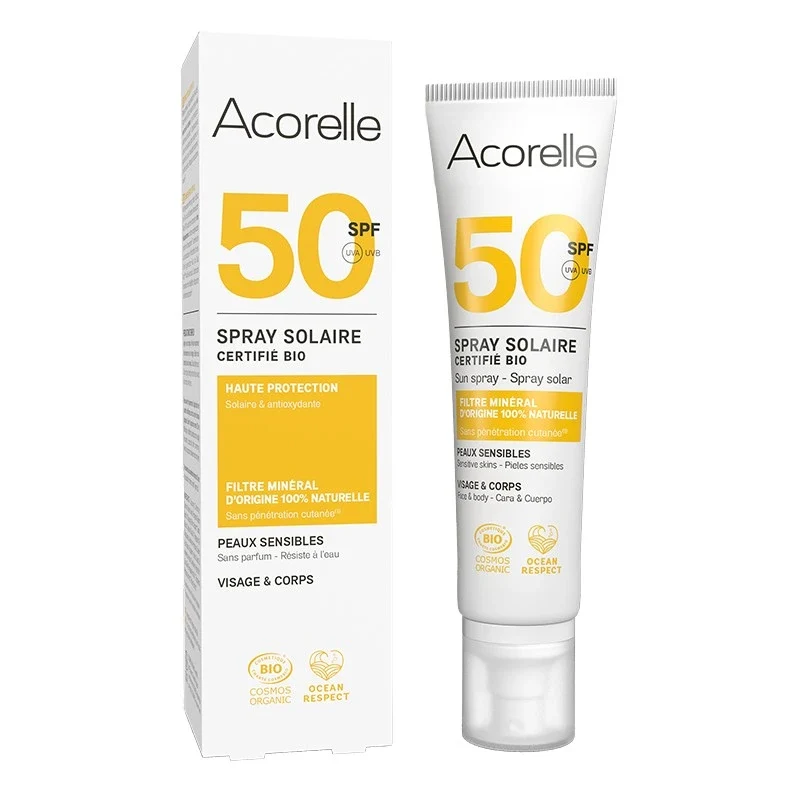 Spray Solaire SPF 50 Certifié Bio – 100ml – Acorelle