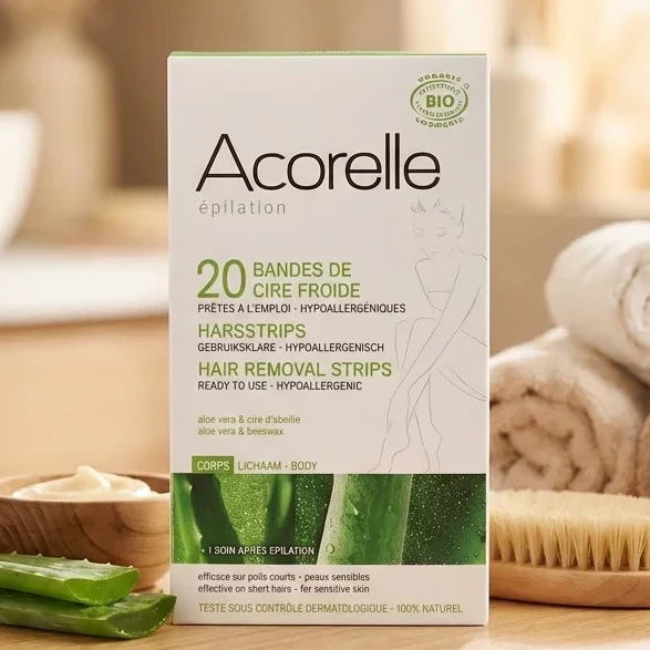 Bandes de Cire Froide Corps Bio + Soin Sos Apaisant - 20 Bandes - Acorelle