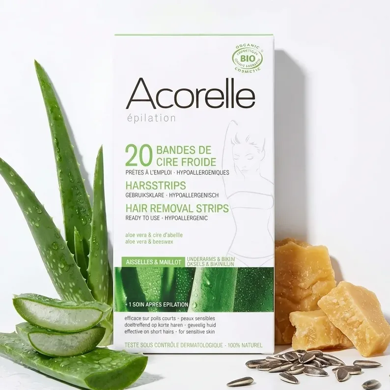 Bandes de Cire Froide Aisselles & Maillot Bio - 20 Bandes - Acorelle