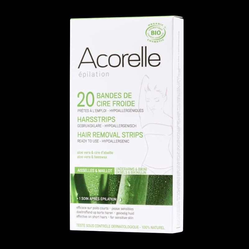 Bandes de Cire Froide Aisselles & Maillot Bio - 20 Bandes - Acorelle