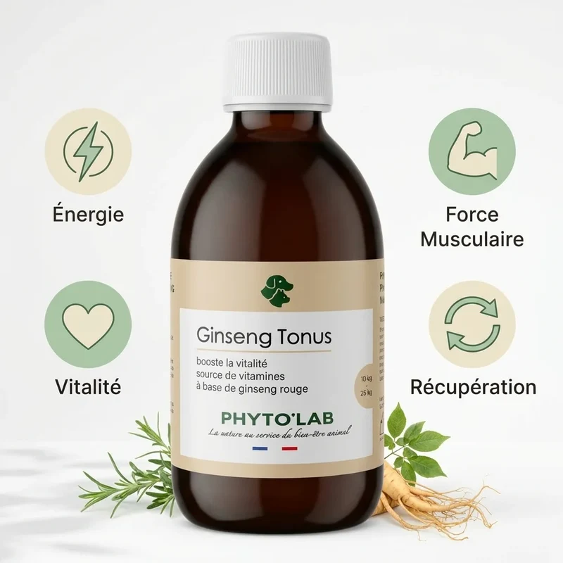 Ginseng Tonus Chien & 10-25 kg - Force et Tonus - 250ml - Phyto'Lab