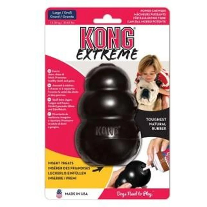 KONG Extreme L Noir Jouet pour Chien Ultra-Résistant Taille L 10,5 cm