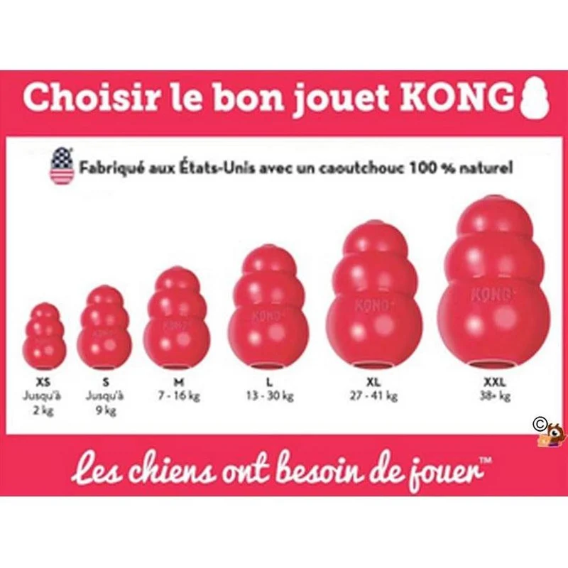 KONG Classic M Rouge Jouet Chien 7 à 16kg Caoutchouc Naturel Résistant