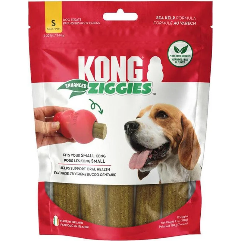 KONG Ziggies Enhanced S Friandises à mâcher pour chien et chiot Algues PhytoDent 198g