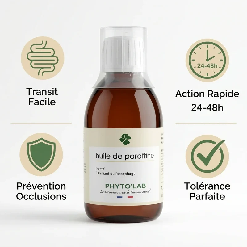 Huile de Paraffine 250 ml - Traitement Constipation Chien et Chat - Phyto'Lab