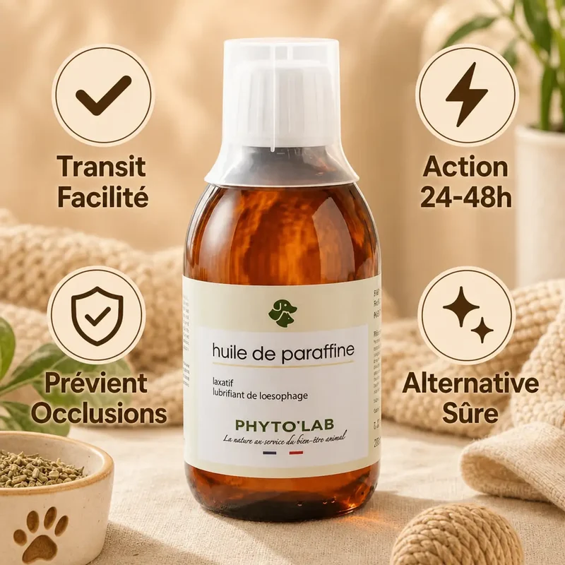 Huile de Paraffine 250 ml - Traitement Constipation Chien et Chat - Phyto'Lab