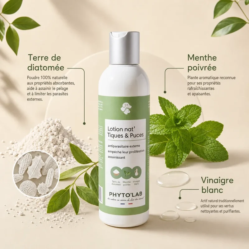 Lotion Nat'Tiques & Puces - Soin naturel chien et Chat - 250ml - Phyto'Lab