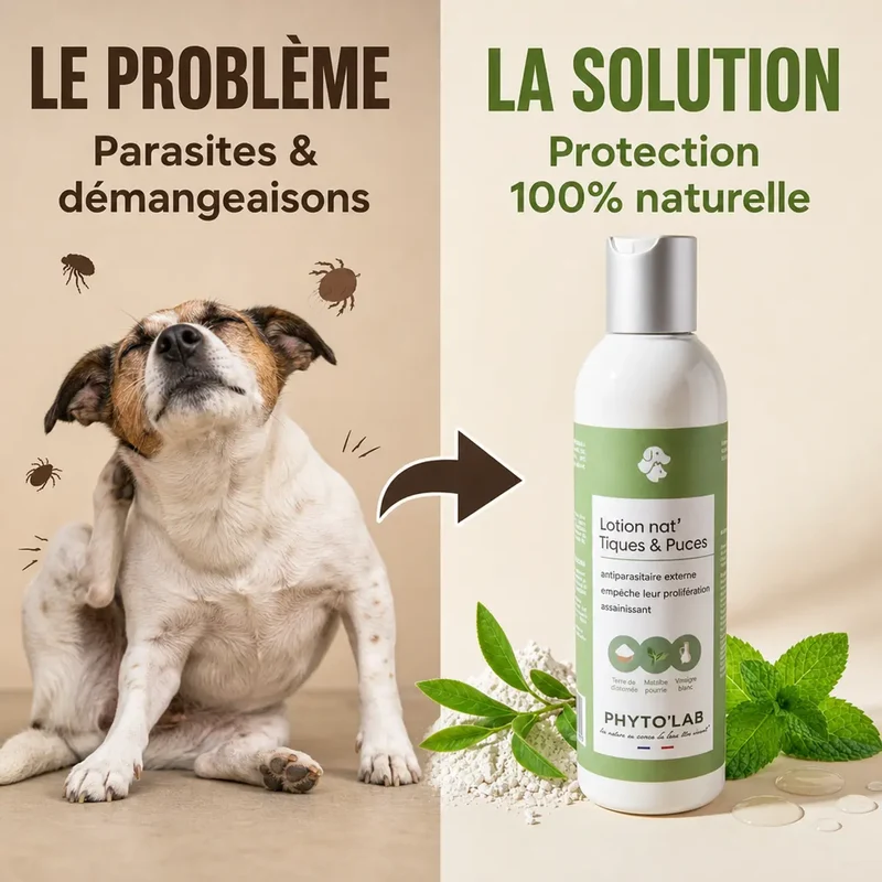 Lotion Nat'Tiques & Puces - Soin naturel chien et Chat - 250ml - Phyto'Lab