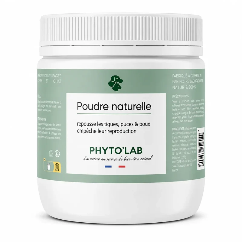 Poudre Noire Naturelle - Anti-Puces et Tiques - 350 g - Phyto'Lab
