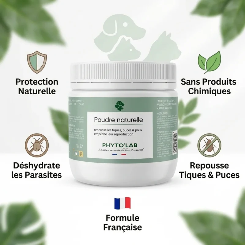 Poudre Noire Naturelle - Anti-Puces et Tiques - 350 g - Phyto'Lab