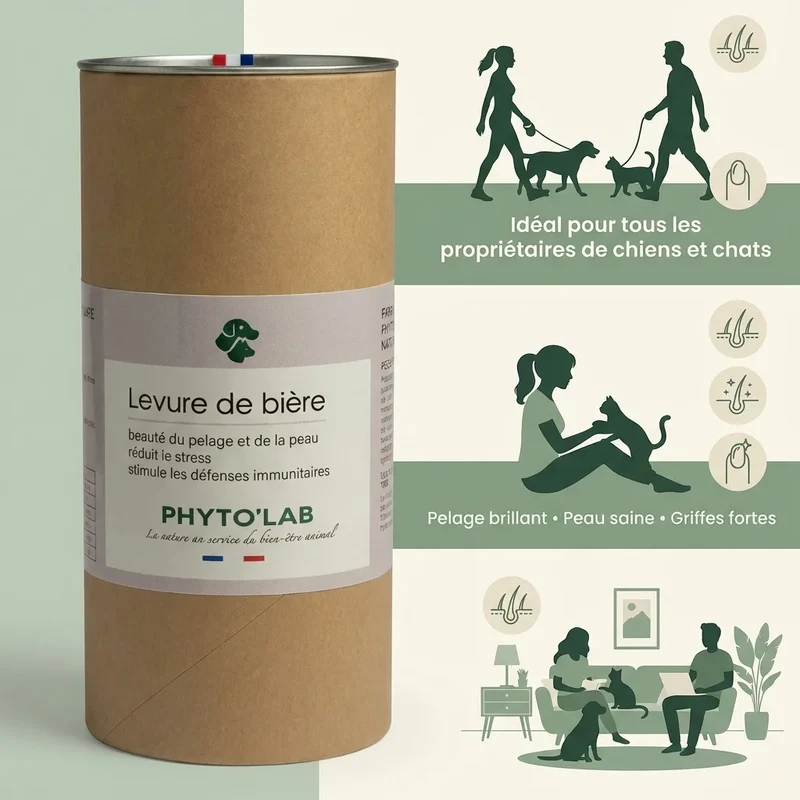 Levure de Bière - Chien & Chat - Santé du poil - 180g - Phyto'lab