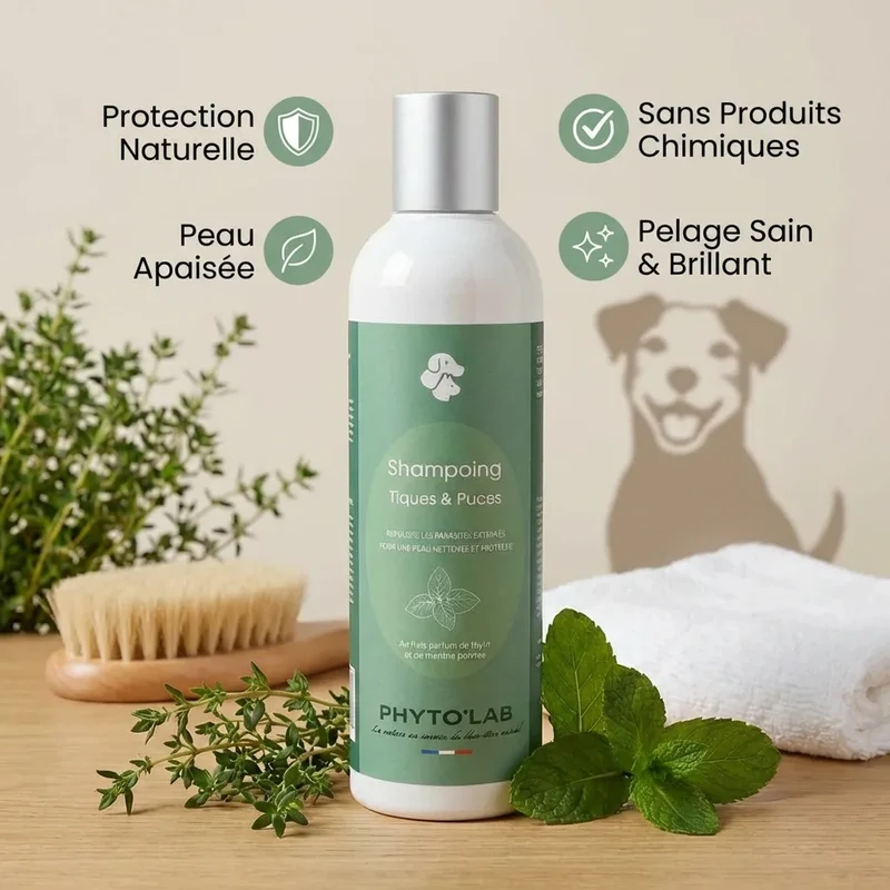Shampoing Chien et Chat - Tiques & Puces - 250ml - Phyto'Lab
