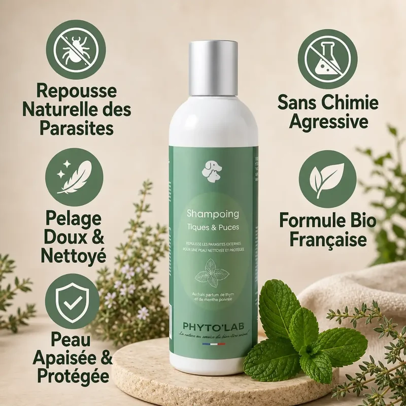 Shampoing Chien et Chat - Tiques & Puces - 250ml - Phyto'Lab