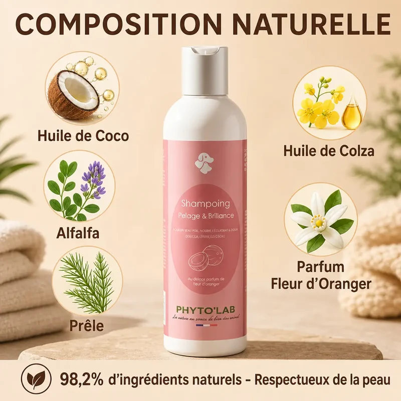Shampoing Chien et Chat - Pelage et Brillance - 250ml - Phyto'lab