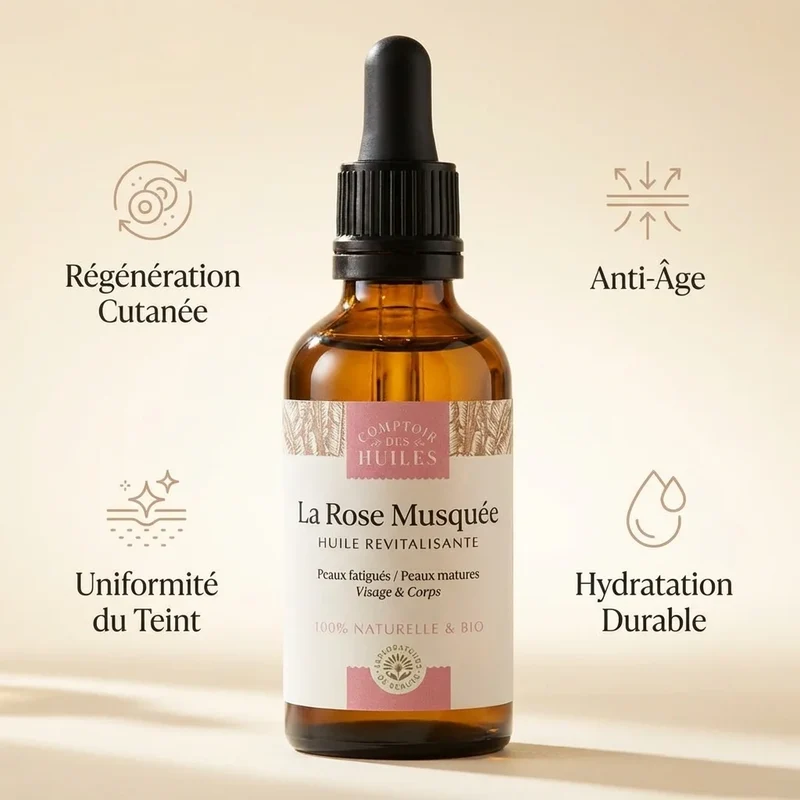 Huile de Rose Musquée Bio - Revitalisante - 50ml - Comptoir des huiles
