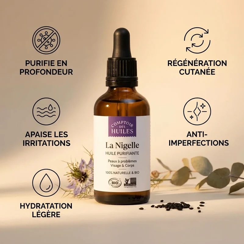 Huile de Nigelle Bio - Purifiante - 50ml - Comptoir des huiles