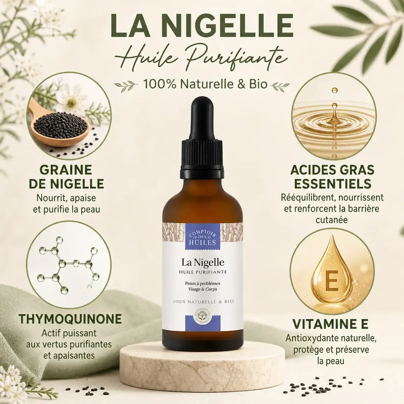 Huile de Nigelle Bio - Purifiante - 50ml - Comptoir des huiles