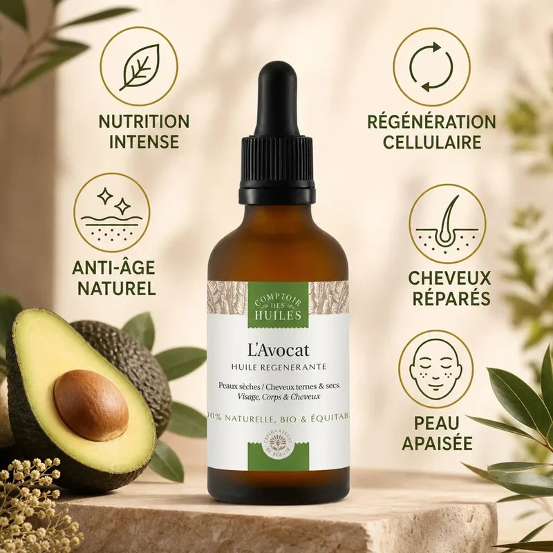 Huile d'Avocat Bio - Régénérante - 50ml - Comptoir des huiles