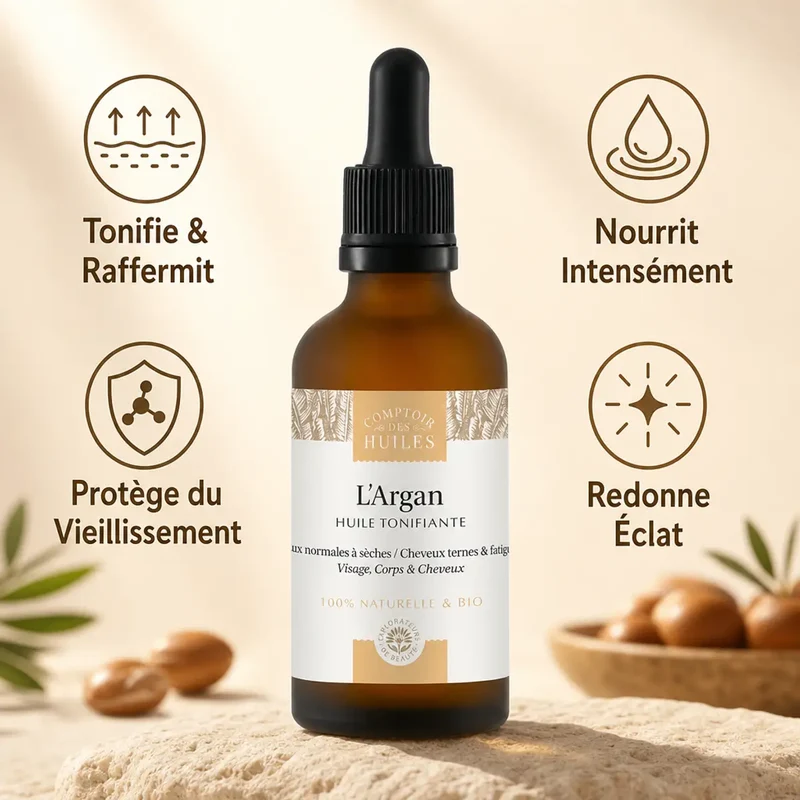 Huile d'Argan Bio - Tonifiante - 50ml - Comptoir des huiles