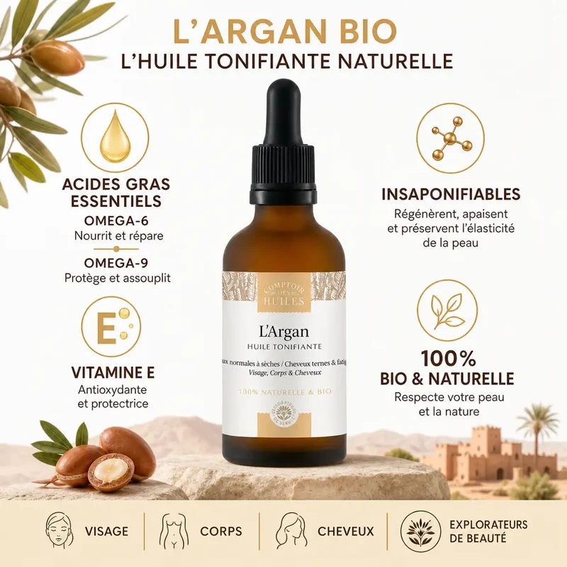 Huile d'Argan Bio - Tonifiante - 50ml - Comptoir des huiles
