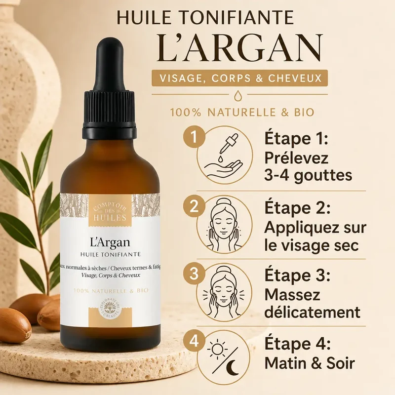Huile d'Argan Bio - Tonifiante - 50ml - Comptoir des huiles