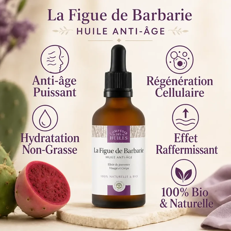 Huile de Pépins de Figue de Barbarie Bio - Anti-âge 30ml - Comptoir des huiles