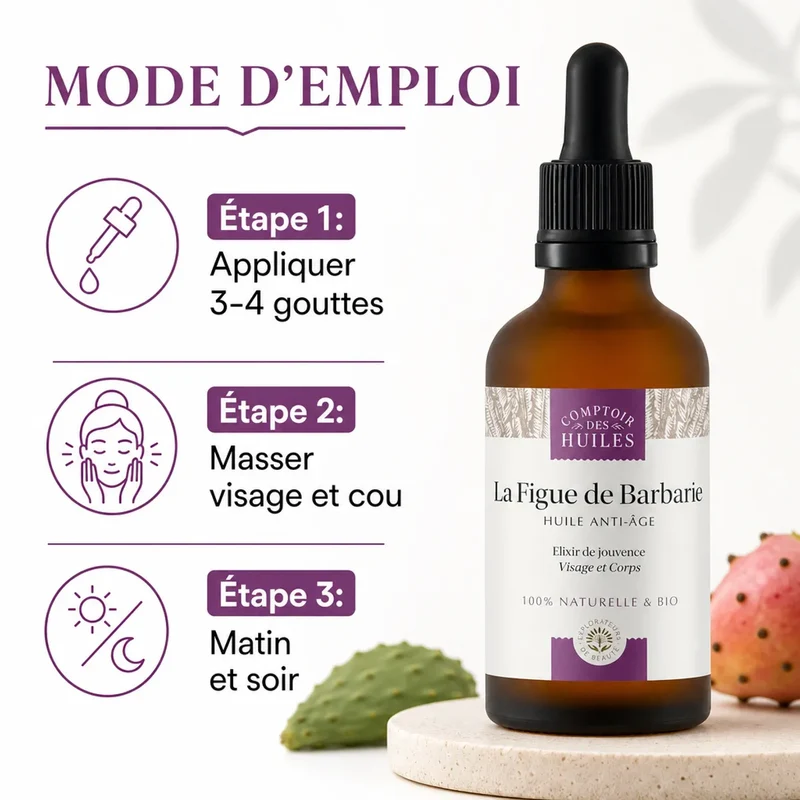 Huile de Pépins de Figue de Barbarie Bio - Anti-âge 30ml - Comptoir des huiles