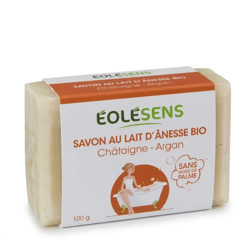 Savon au lait d'ânesse bio - Châtaigne et Argan - 100g Eolesens