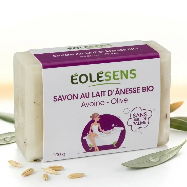 Savon au lait d'ânesse Bio - Avoine et Olive - 100g - Eolesens
