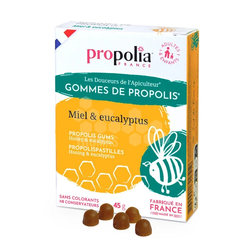 Gommes de Propolis - Miel et Eucalyptus - Propolia - 45g