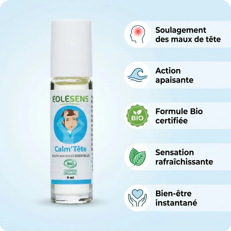 Roll'on Calm' Tête Bio - Soulage les Maux de Tête - Eolesens