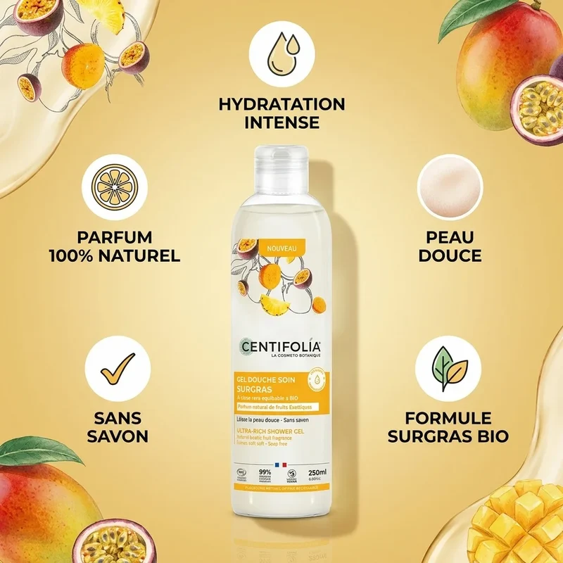 Gel douche soin Fruits exotiques - 250ml - Centifolia