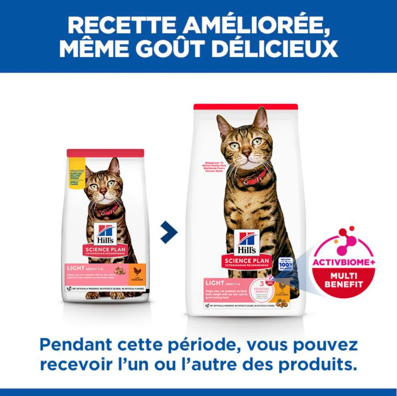 Hill's Science Plan Light Adult au poulet - croquettes chat