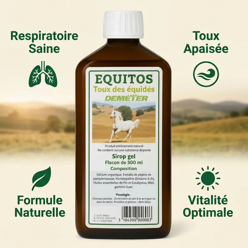 Equitos 500 ml - Soulage la Toux du Cheval - Labo-Demeter
