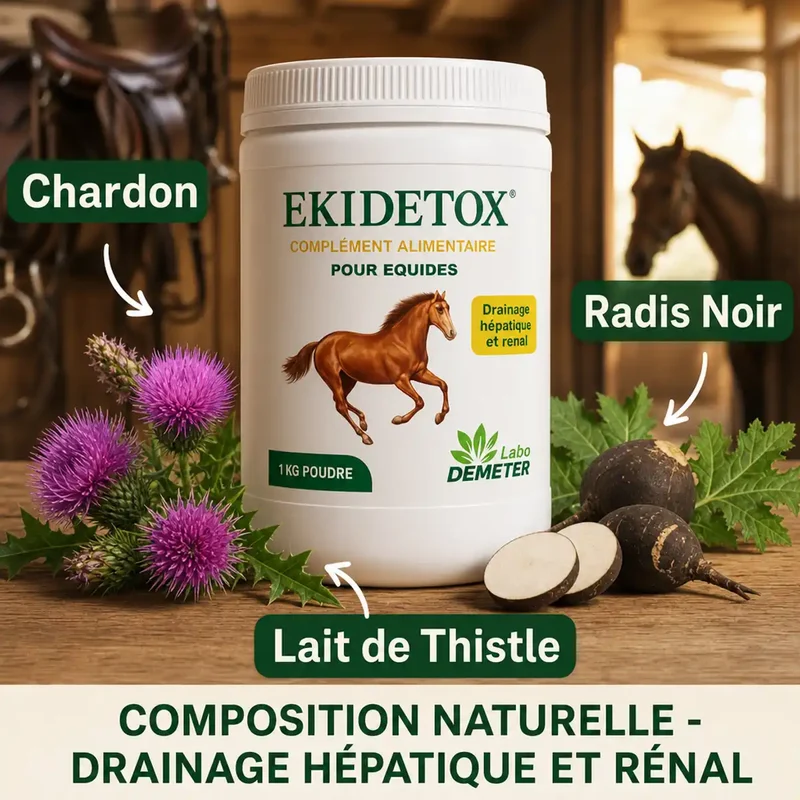 EKIDETOX – Draineur Naturel pour Foie et Reins des Chevaux - 1 kg